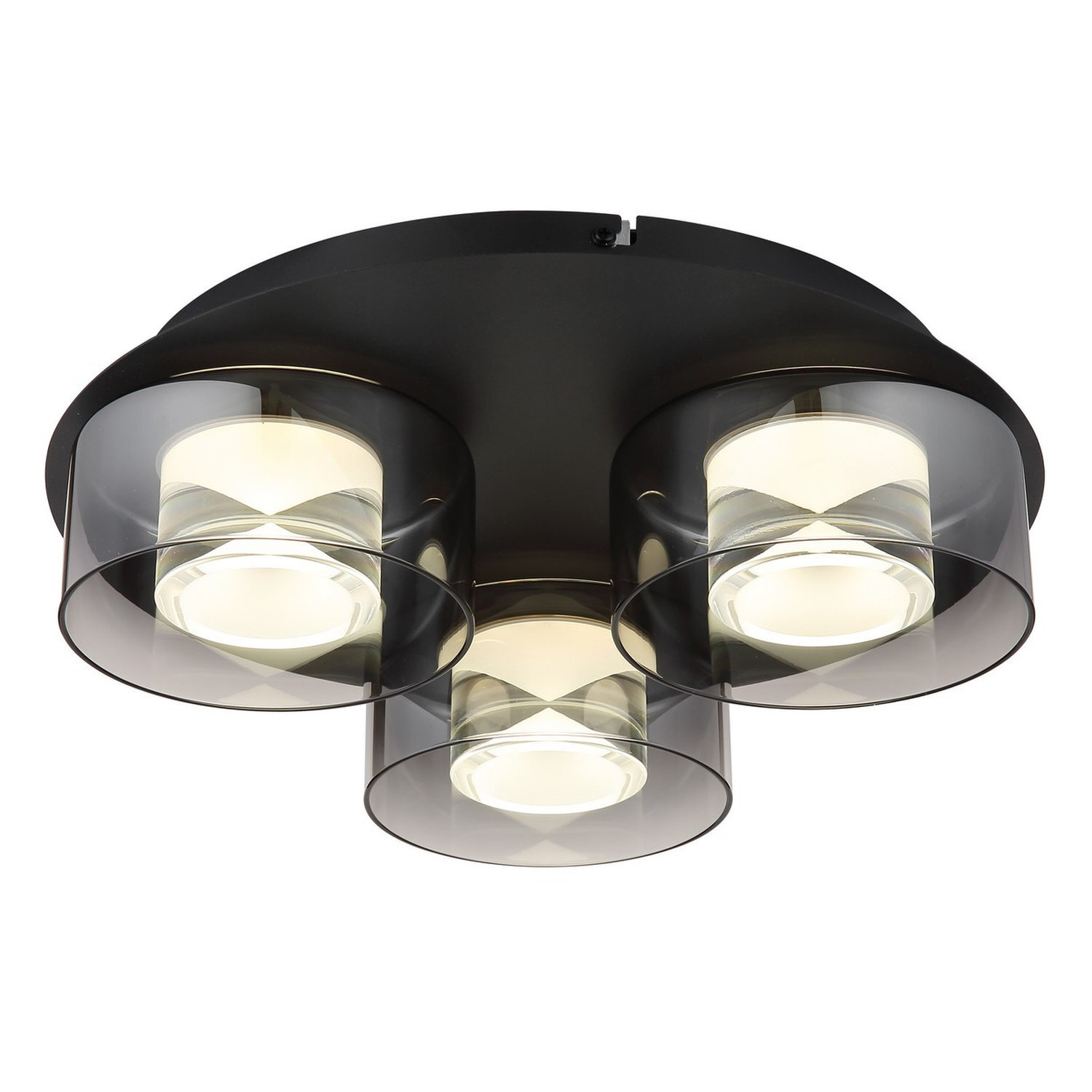 Globo Led Ceiling Lamp Belinda, Ø 38 Cm, Smoke Grey, 3-Bulb, Glass - Image 3