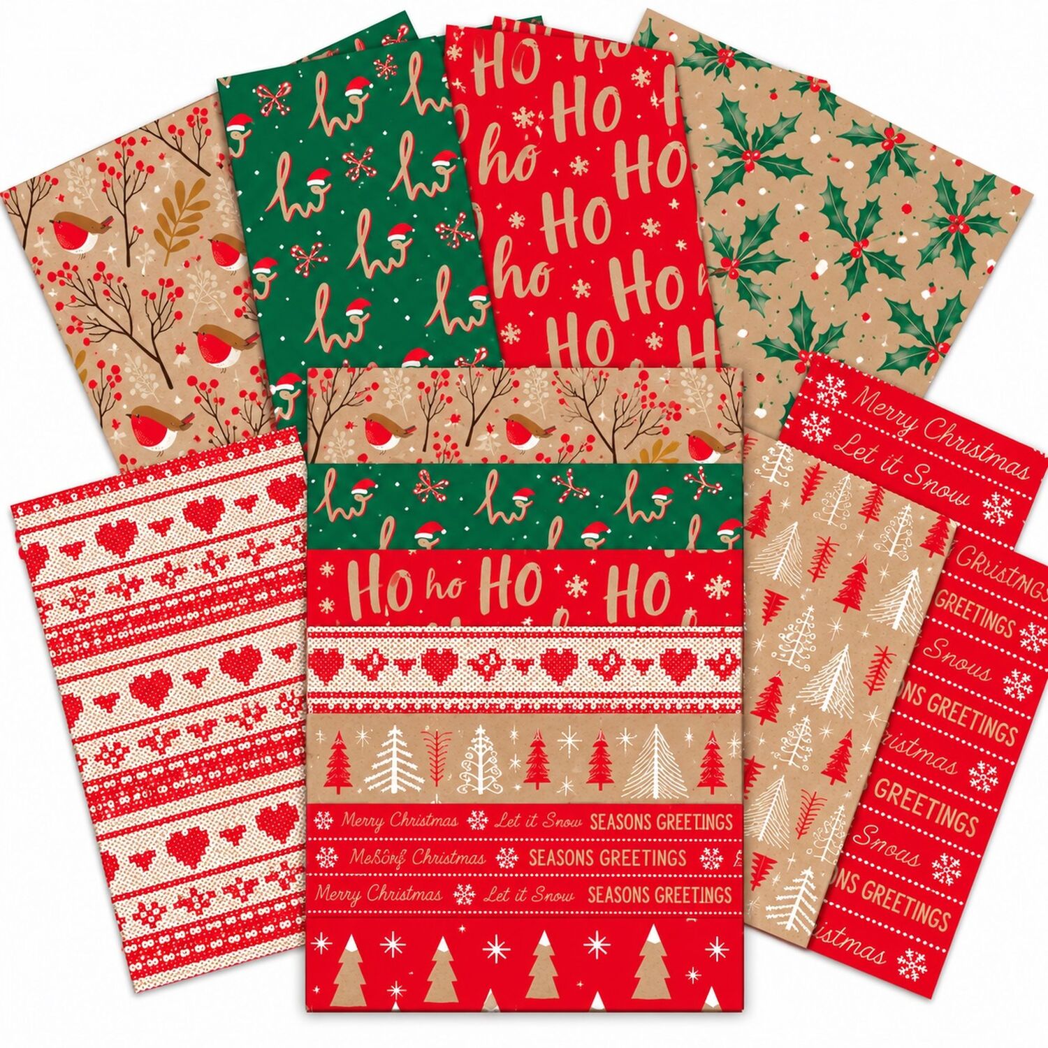 B&Q - 4 Packs Of 8 Christmas Wrapping Paper Sheets Contemporary - Image 2