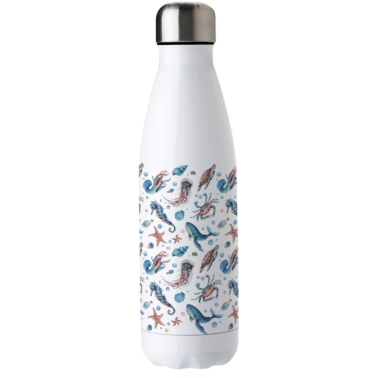 B&Q - Sea Life Stainless Steel Water BottleOcean Themed Coastal Creatures PresentsDouble Walled 500Ml Metal Hot/cold Drinks Bottle - Image 3