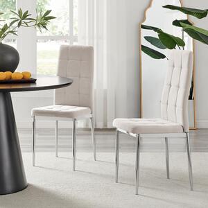Furniturebox UK 2x Paloma Upholstered Fabric Kitchen Dining Chair With Silver Legs A