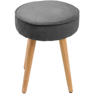 Corduroy Dressing Table Stool with Wooden Legs
