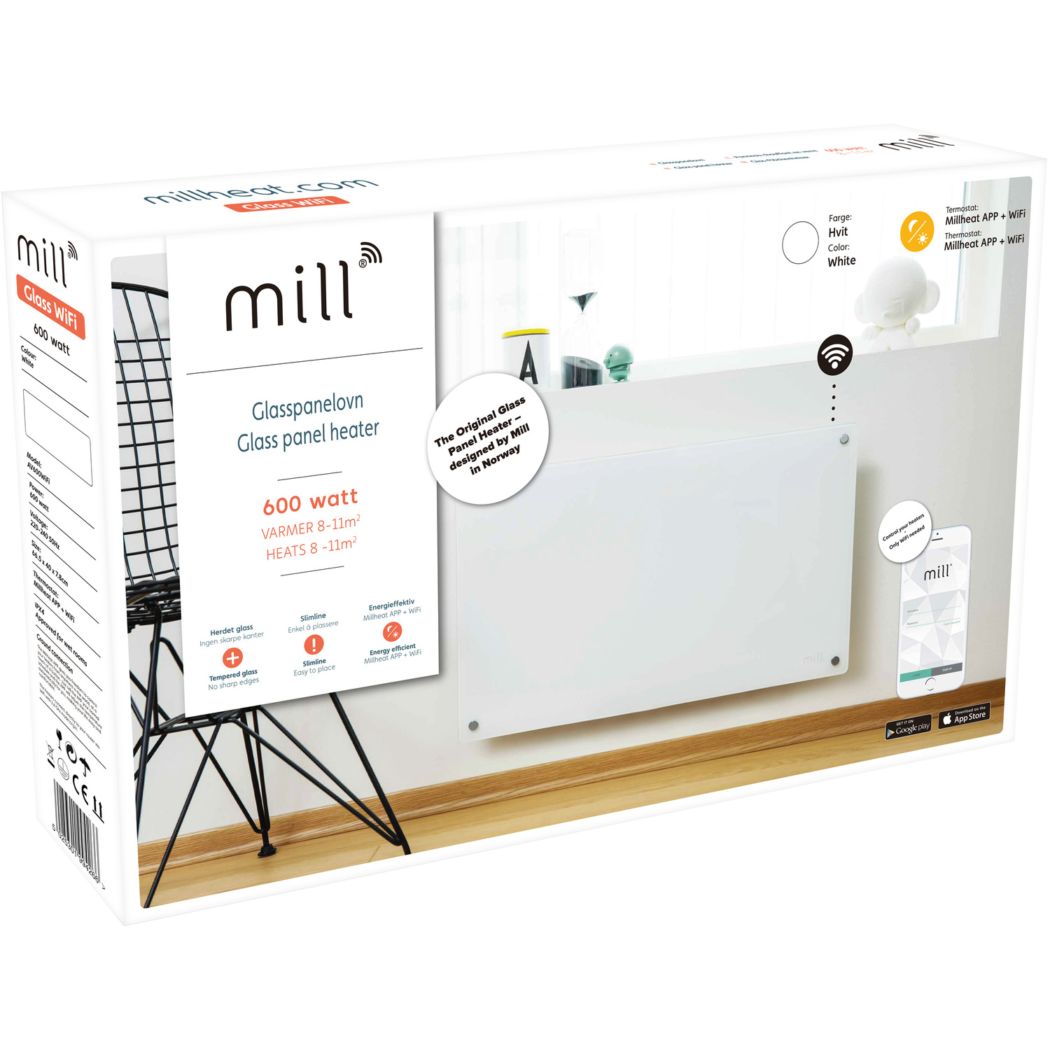 Mill Heat Glass Front WiFi Panel Heater
