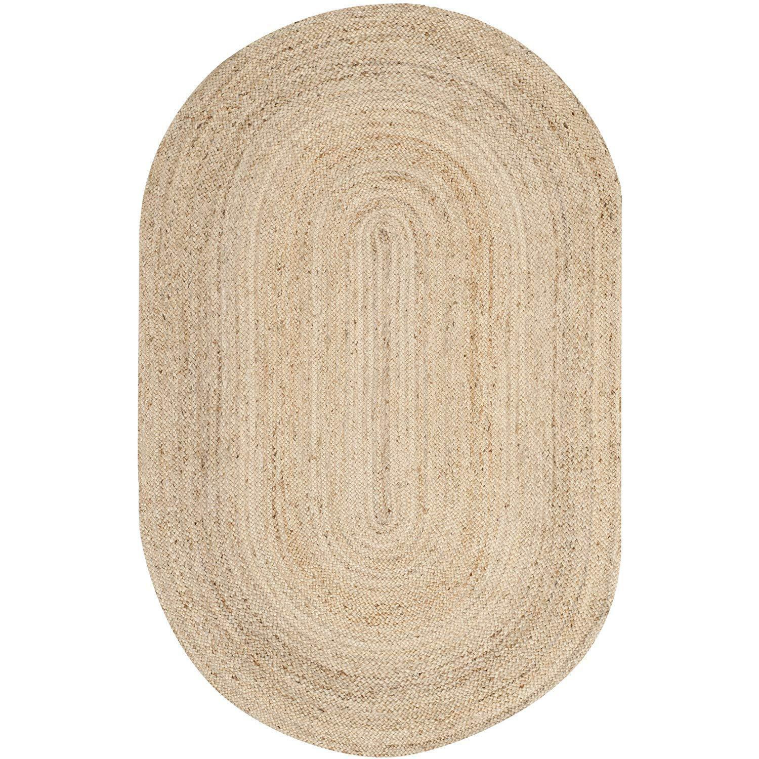 Hand Braided Jute Oval Rug - Brown / 60cm / 90cm