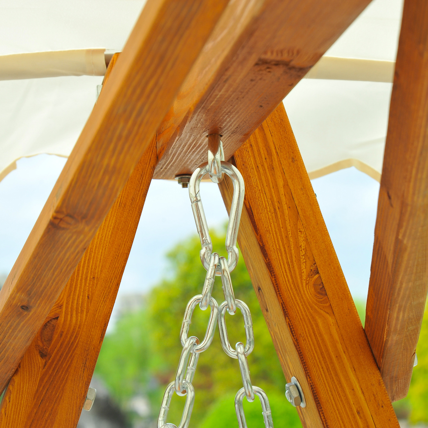 Outsunny 2 Seater Wooden Garden Swing Chair - Cream