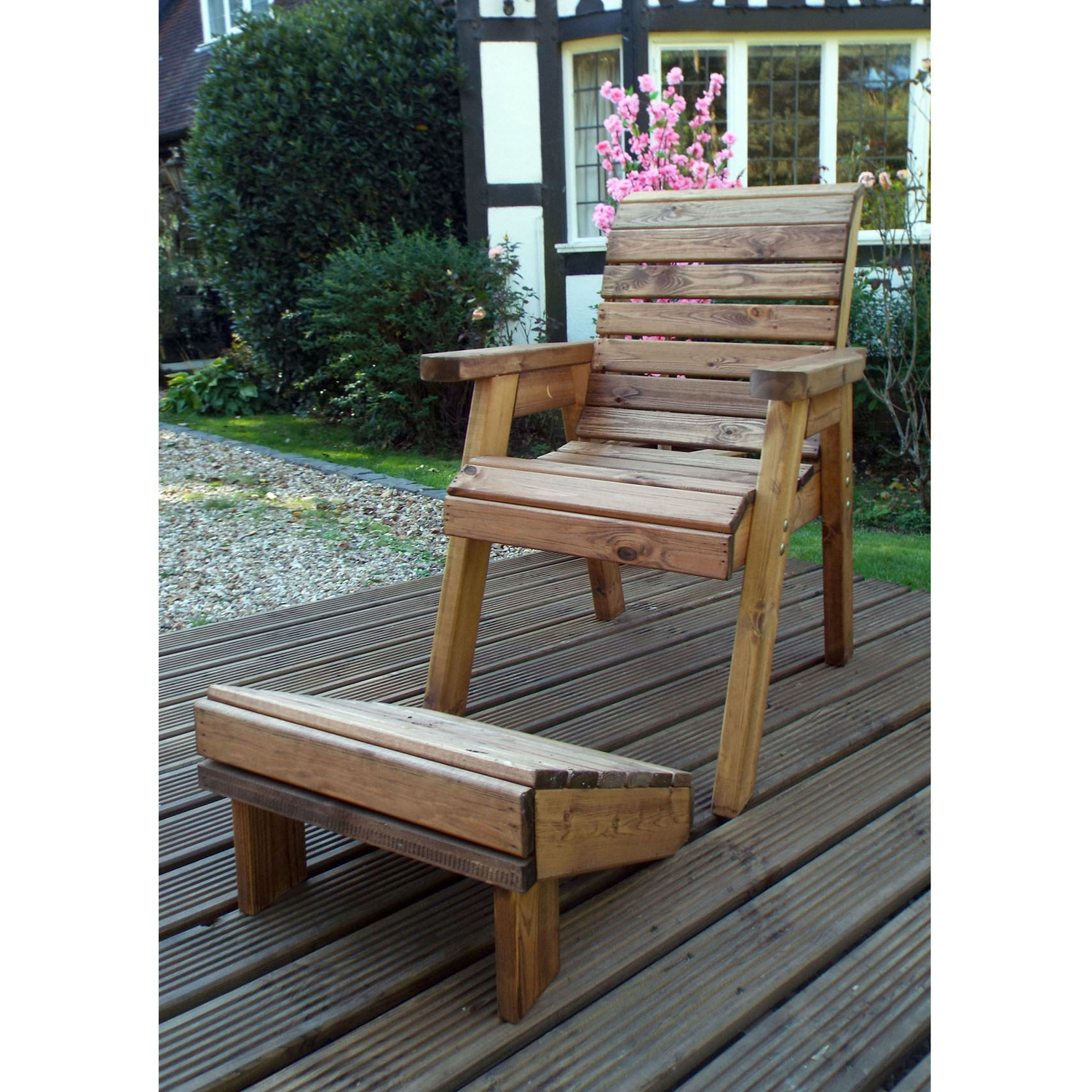 Charles Taylor 1 Seater Lounger Chair with Footstool - Brown