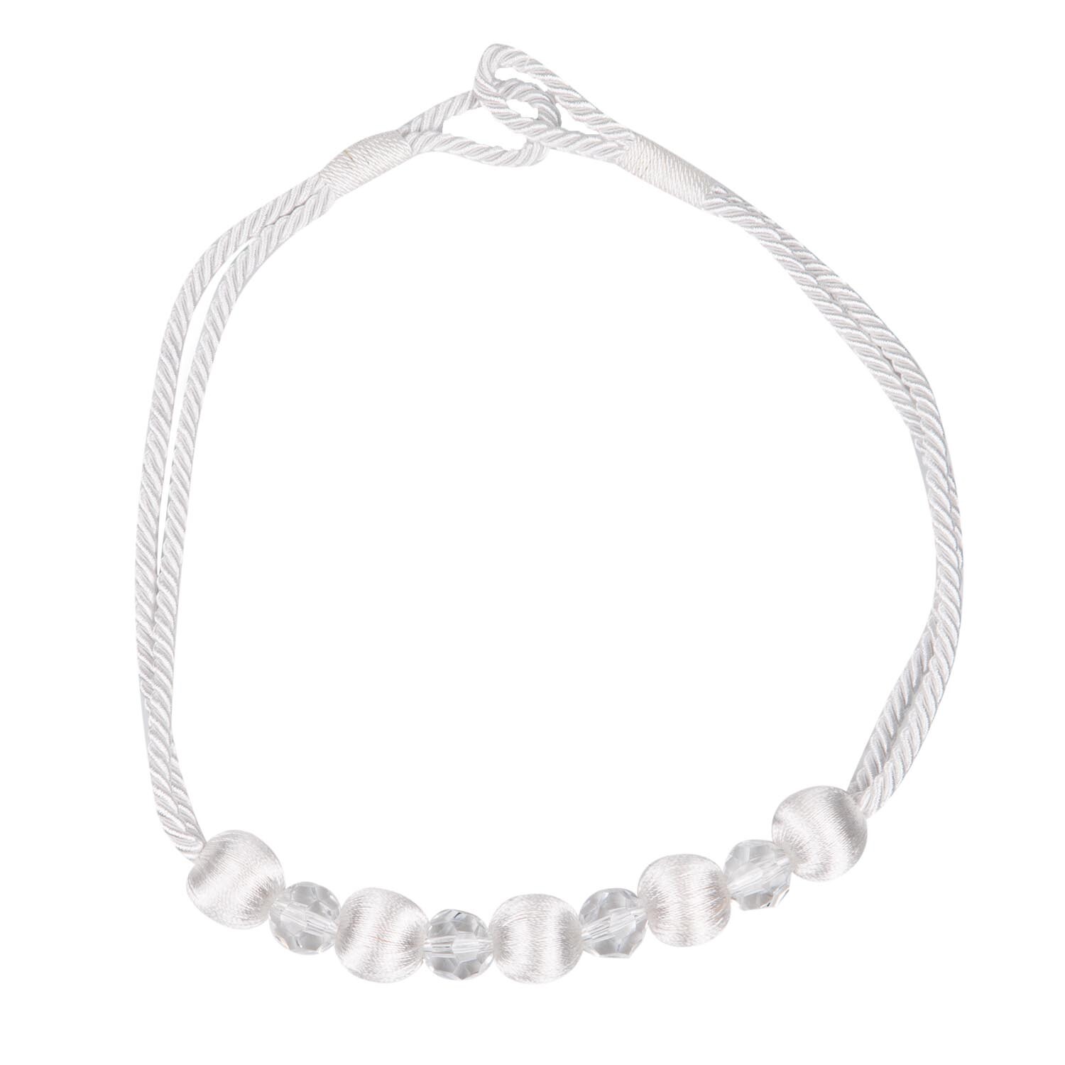 Bead Covered Yarn Tieband - Ivory
