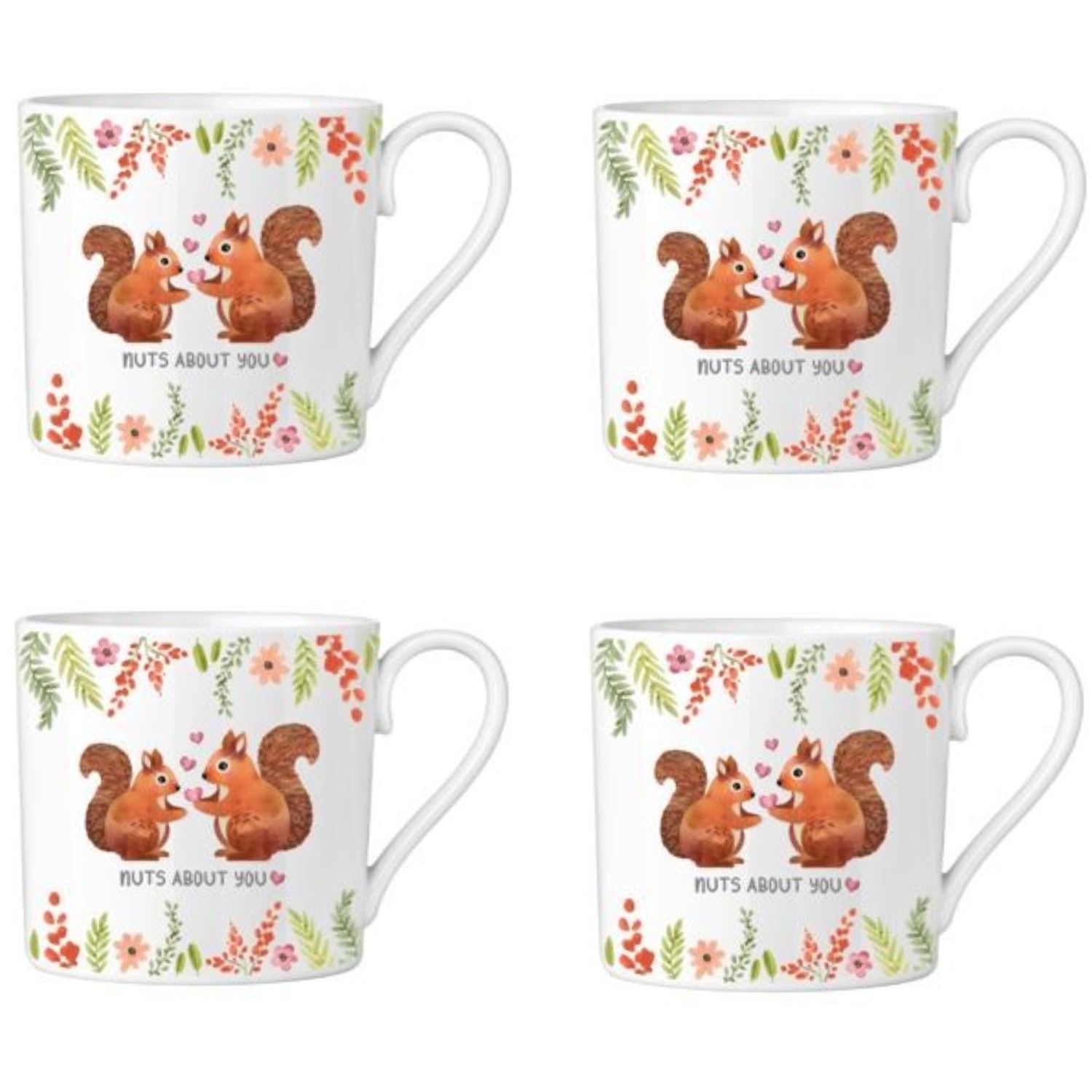 Image of Set Of 4 Cute Squirrel Mugs&hellip;