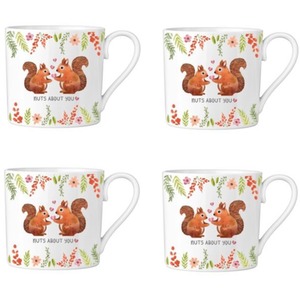 Set Of 4 Cute Squirrel Mugs