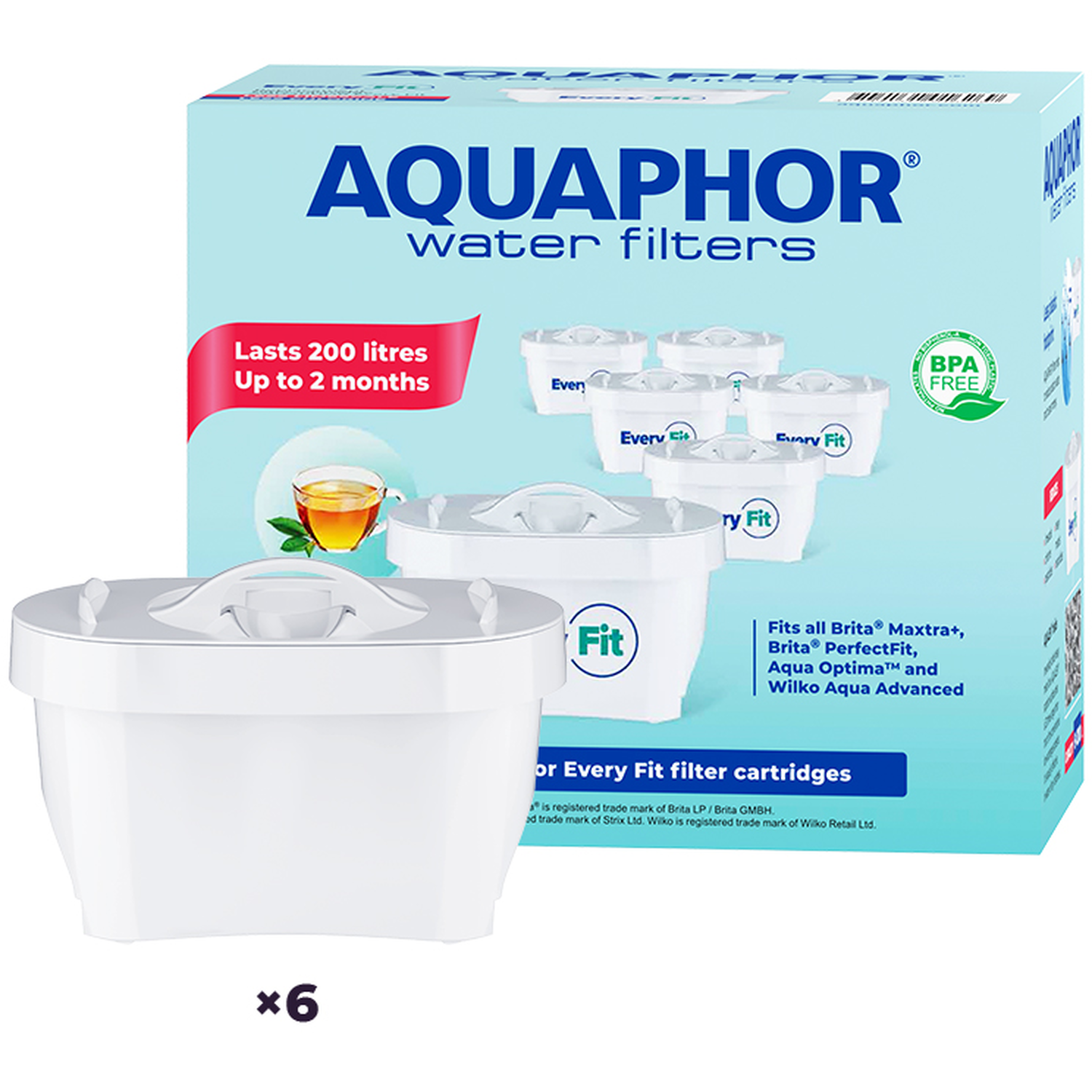 Image of AQUAPHOR Every Fit Replacement Water Filter Cartridges - White