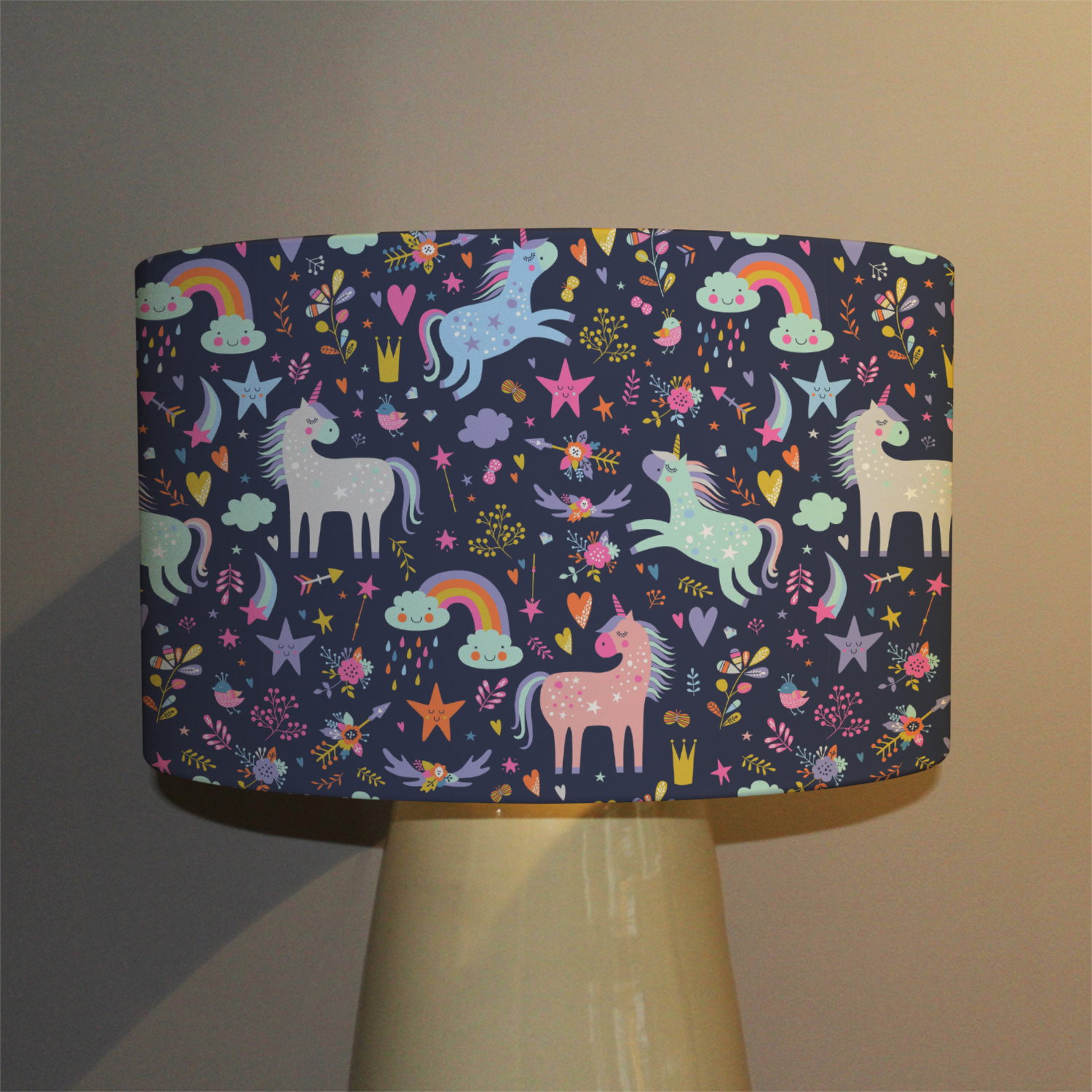 Image of Unicorns On Navy Designer Lamp Ceiling&hellip;
