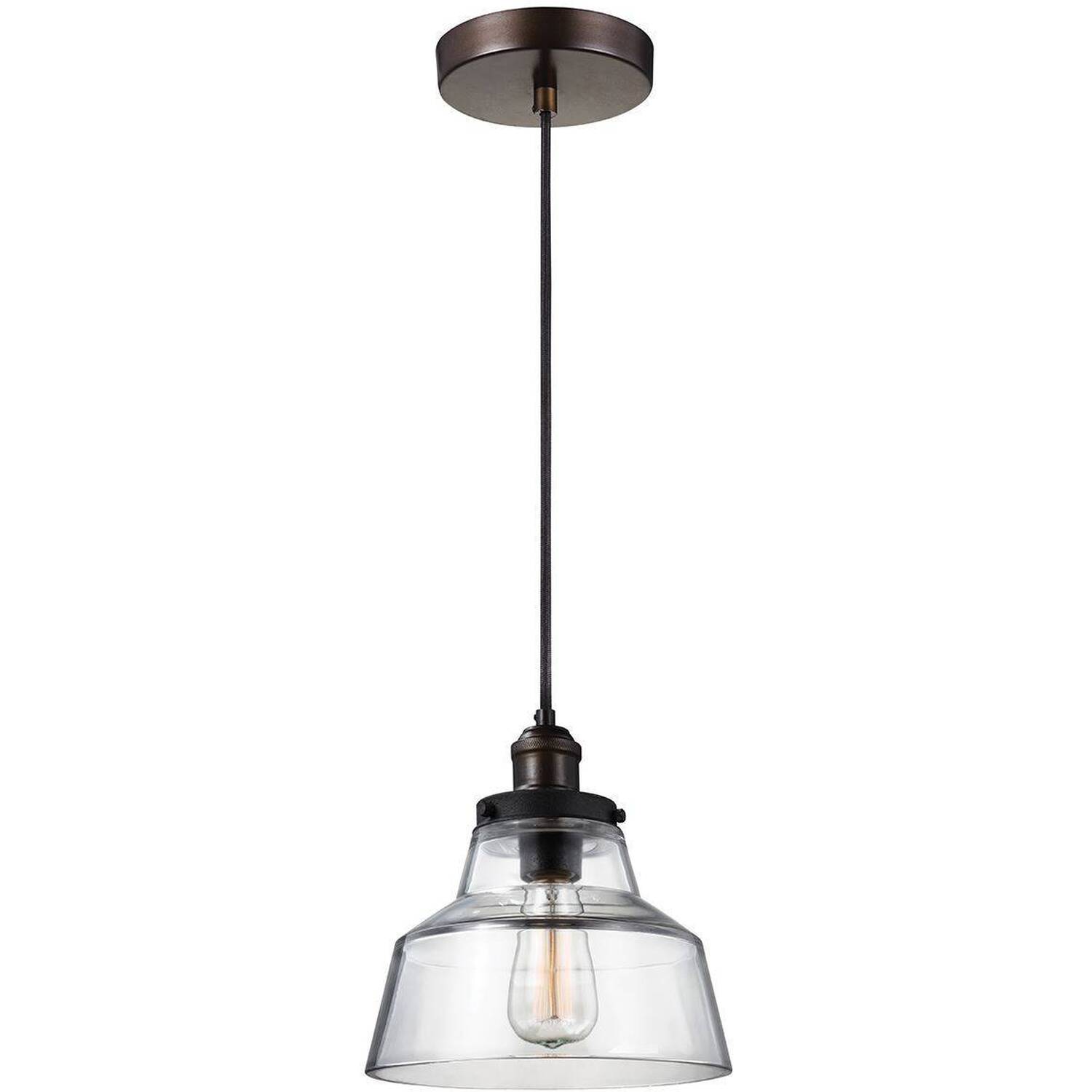 Baskin 1 Light Dome Ceiling Pendant Brass, Dark Zinc, E27 - Brass / 25.4cm