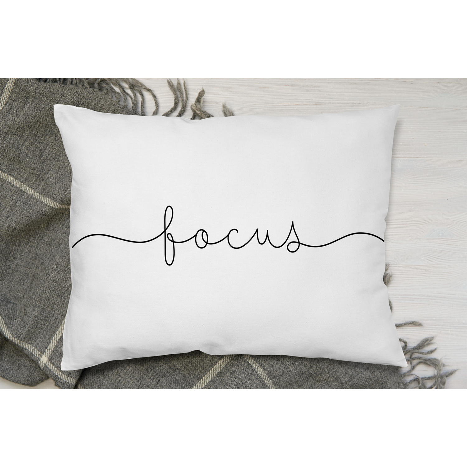 Text Focus Cushion - White