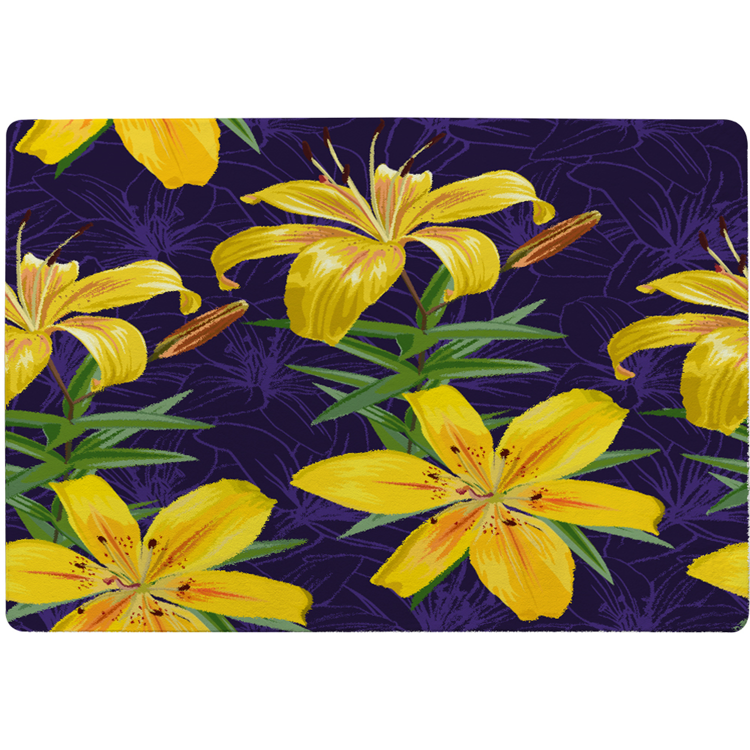 Lily Rug Yellow Lily Flowers Designer Rug