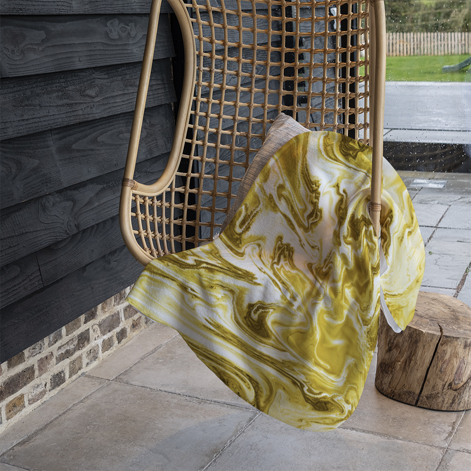 Golden Swirled Marble Blanket - Gold