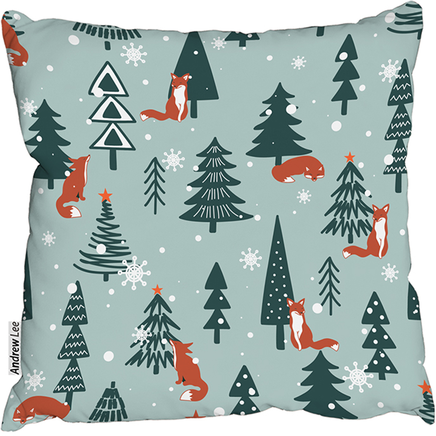 Fir-Trees Snow Outdoor Comfy Cushion - Green / 60cm