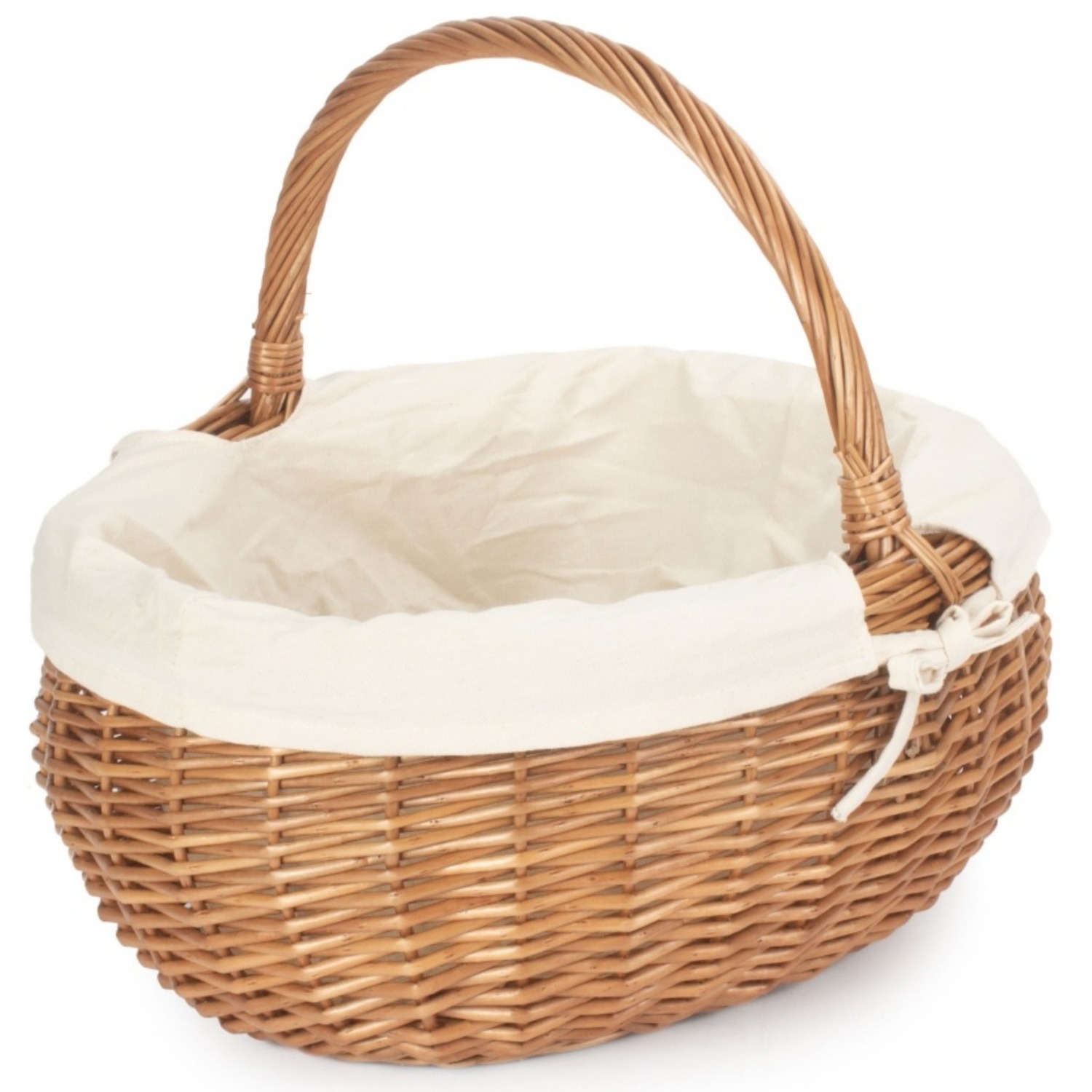 Deluxe Shopping Basket with White Lining - Brown / Large