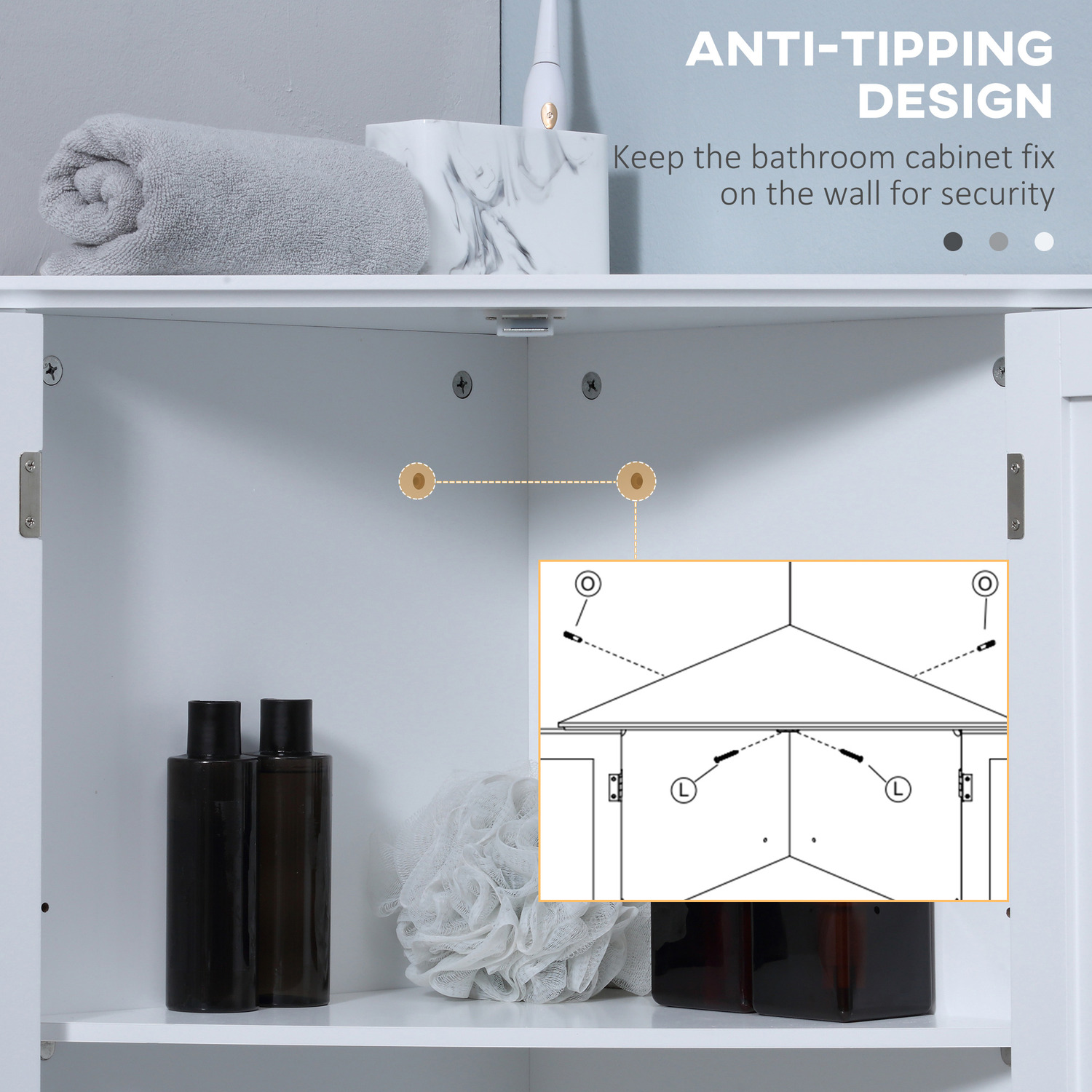 Kleankin Corner Bathroom Cabinet Freestanding Bathroom Storage Unit - White