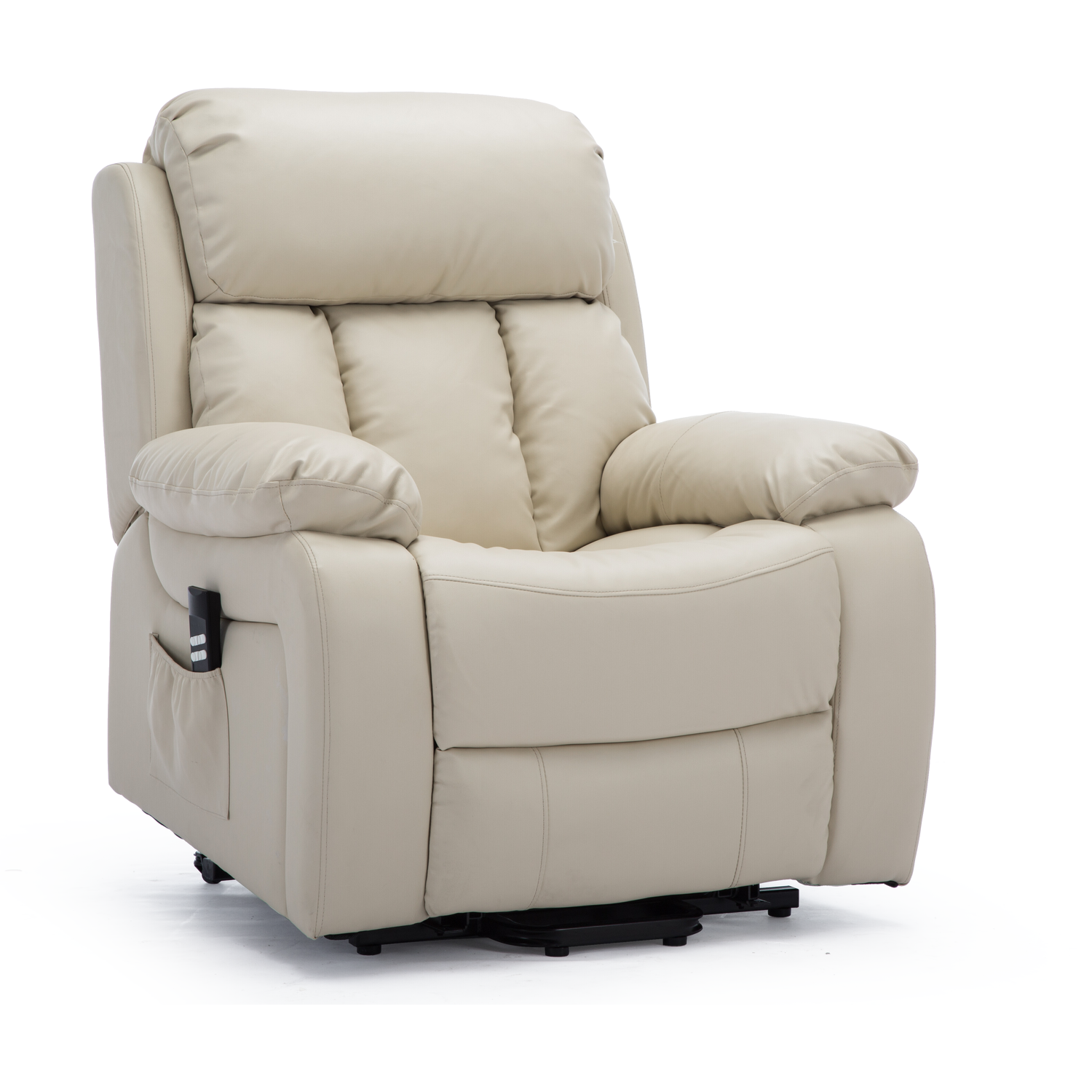 Chester Dual Electric Leather Recliner Heated Massage Chair - Cream