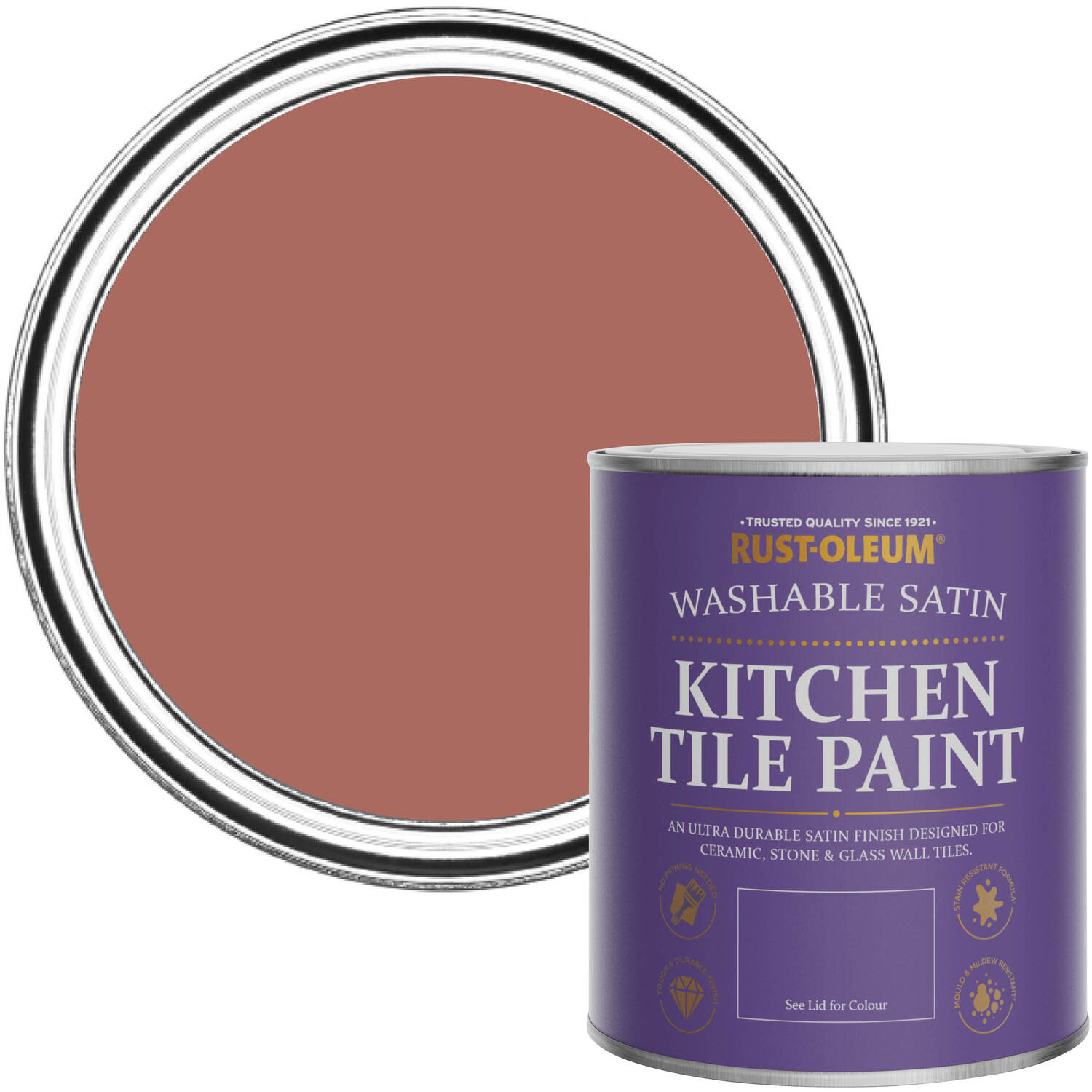 Rust-Oleum Kitchen Tile Paint Satin Finish - Salmon 750ml - Salmon