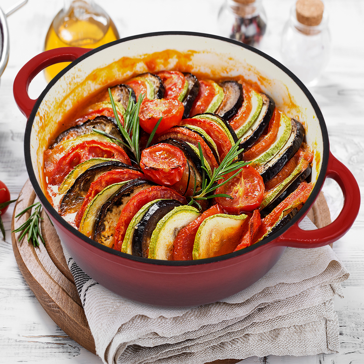 Joejis Red Cast Iron Casserole Dish - Red
