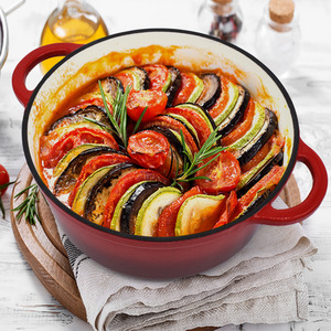 Red Cast Iron Casserole Dish