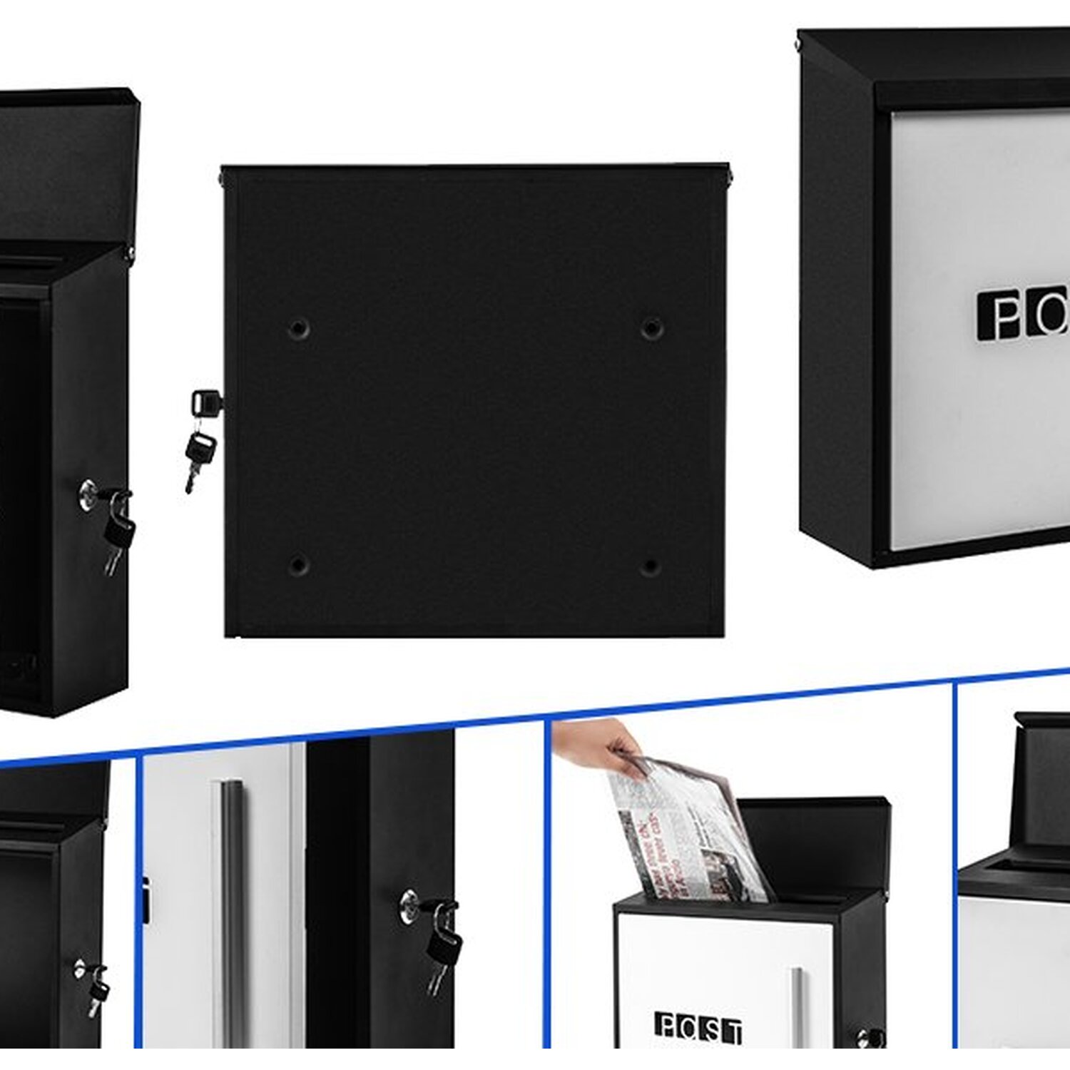 Modern Design Mailbox Wall Mailbox Weatherproof 2 Keys