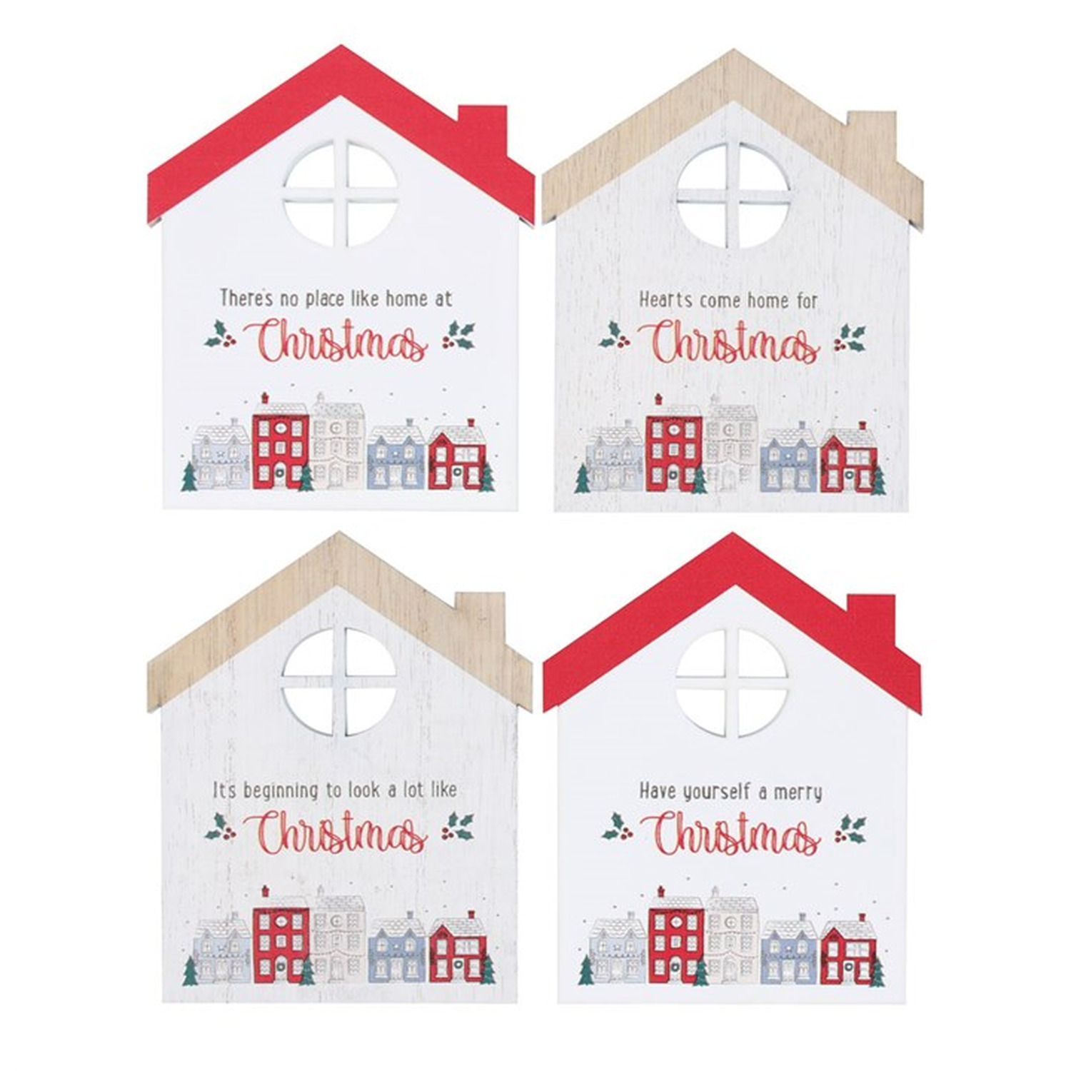 Image of Christmas Village Coaster Set Festive Window&hellip;