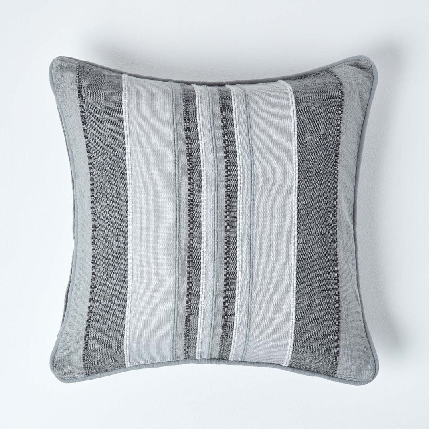 Homescapes Homescapes Cotton Striped Cushion Cover Morocco - Grey / 60cm