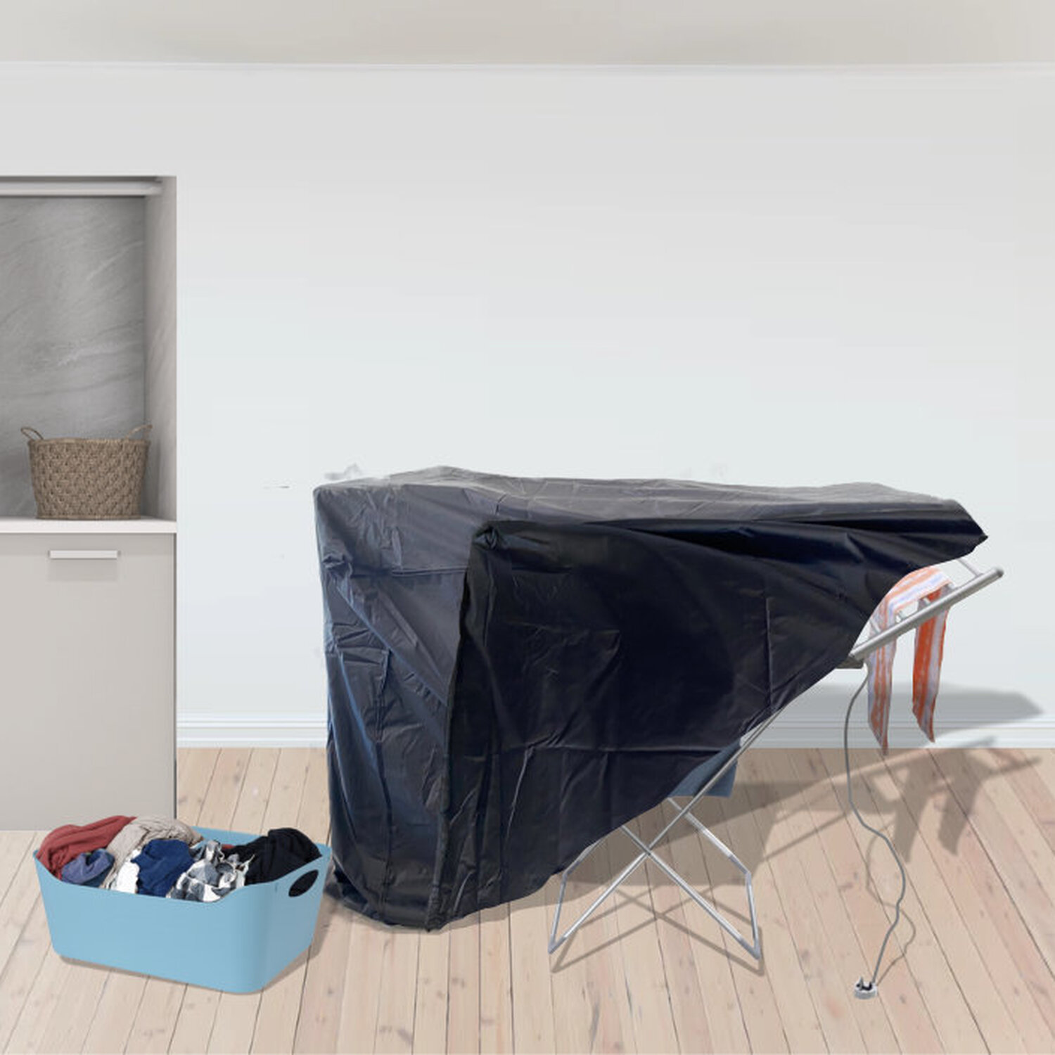 Image of Extra Large Winged Heated Airer - Silver / Heater Airer + Cover