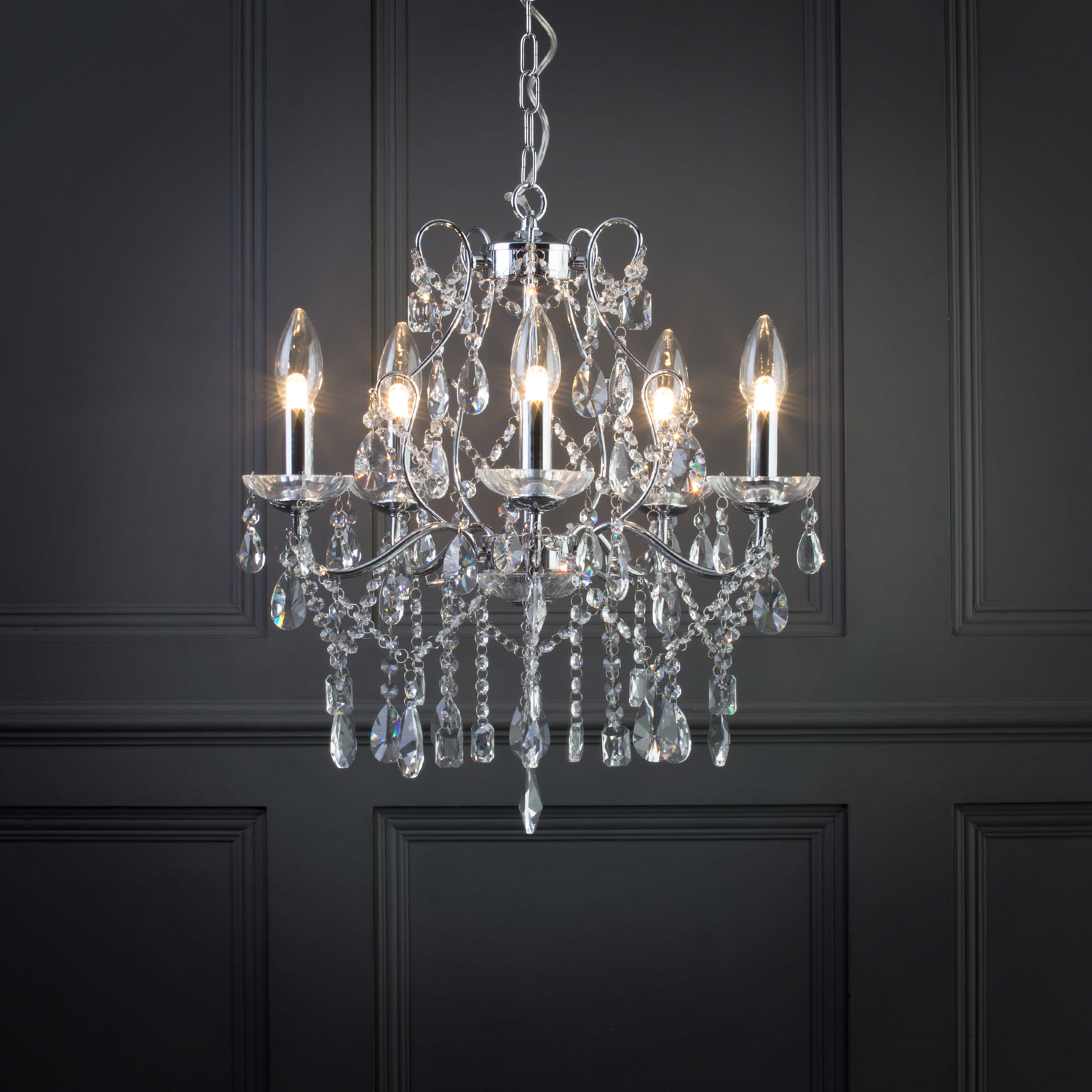 Anya 5 Light Bathroom Large Chandelier - Chrome