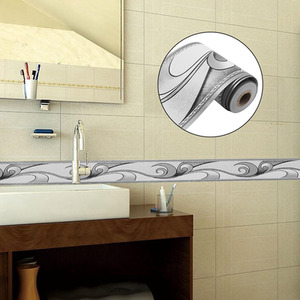Livingandhome Prepasted Silver Grey Wallpaper Border Roll