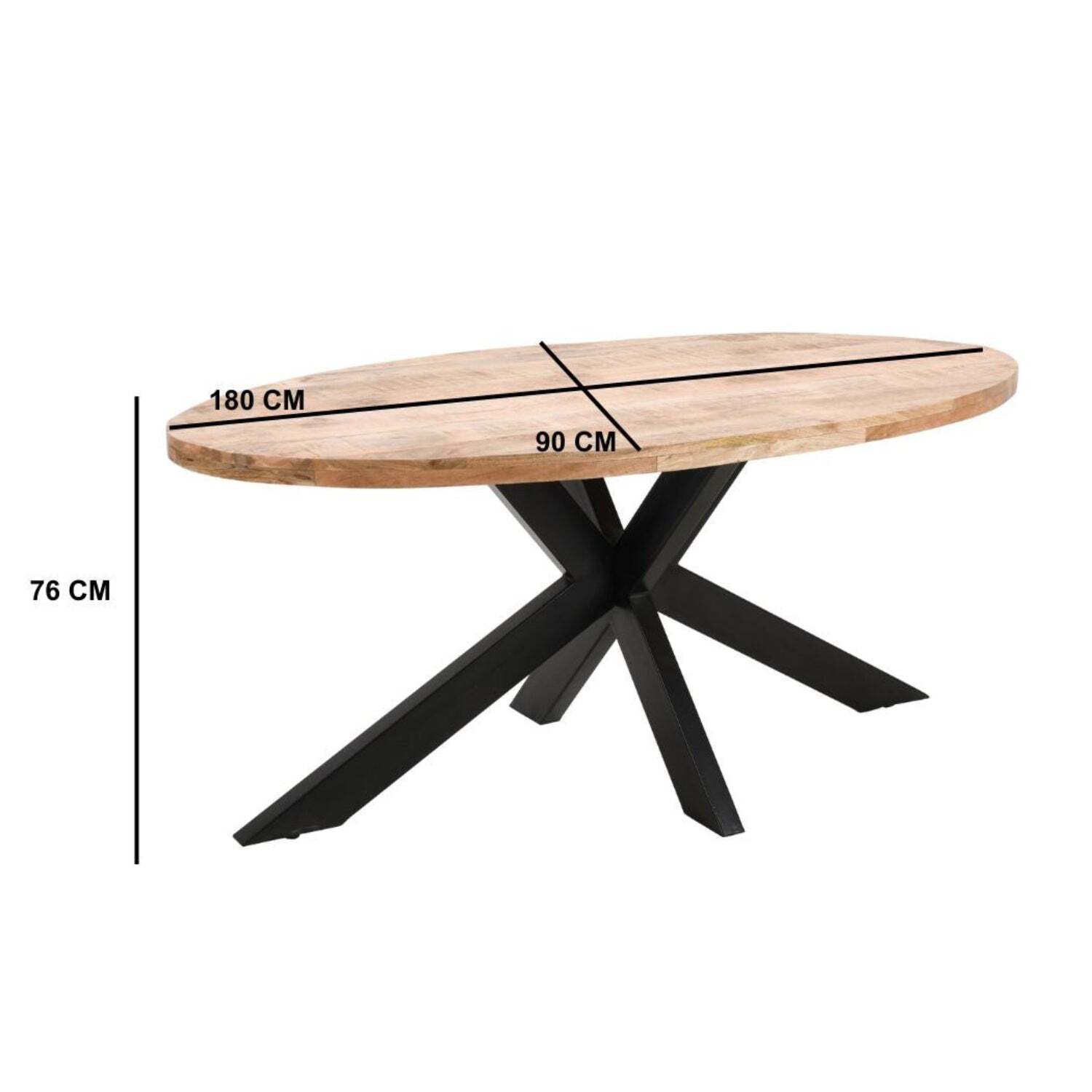 Merlin Mango Wood 6-8 Seater Oval Dining Table Set With 6 Chairs