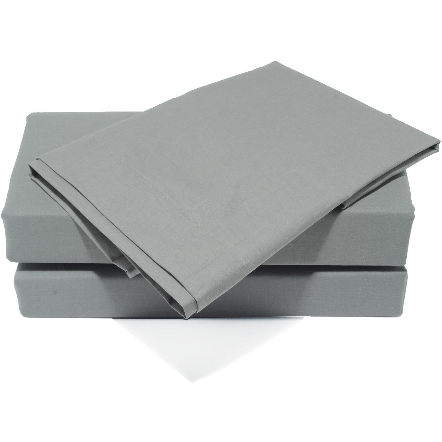 Percale Pastel Double Bed Fitted Sheet - Silver Grey