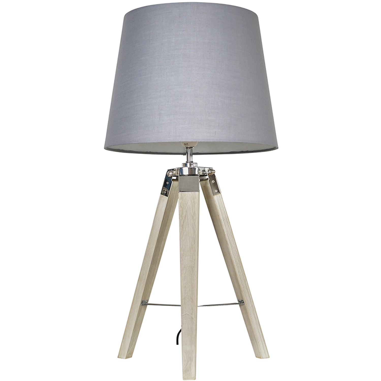 Clipper Tripod Table Lamp - Light Brown / Grey Shade / 35cm