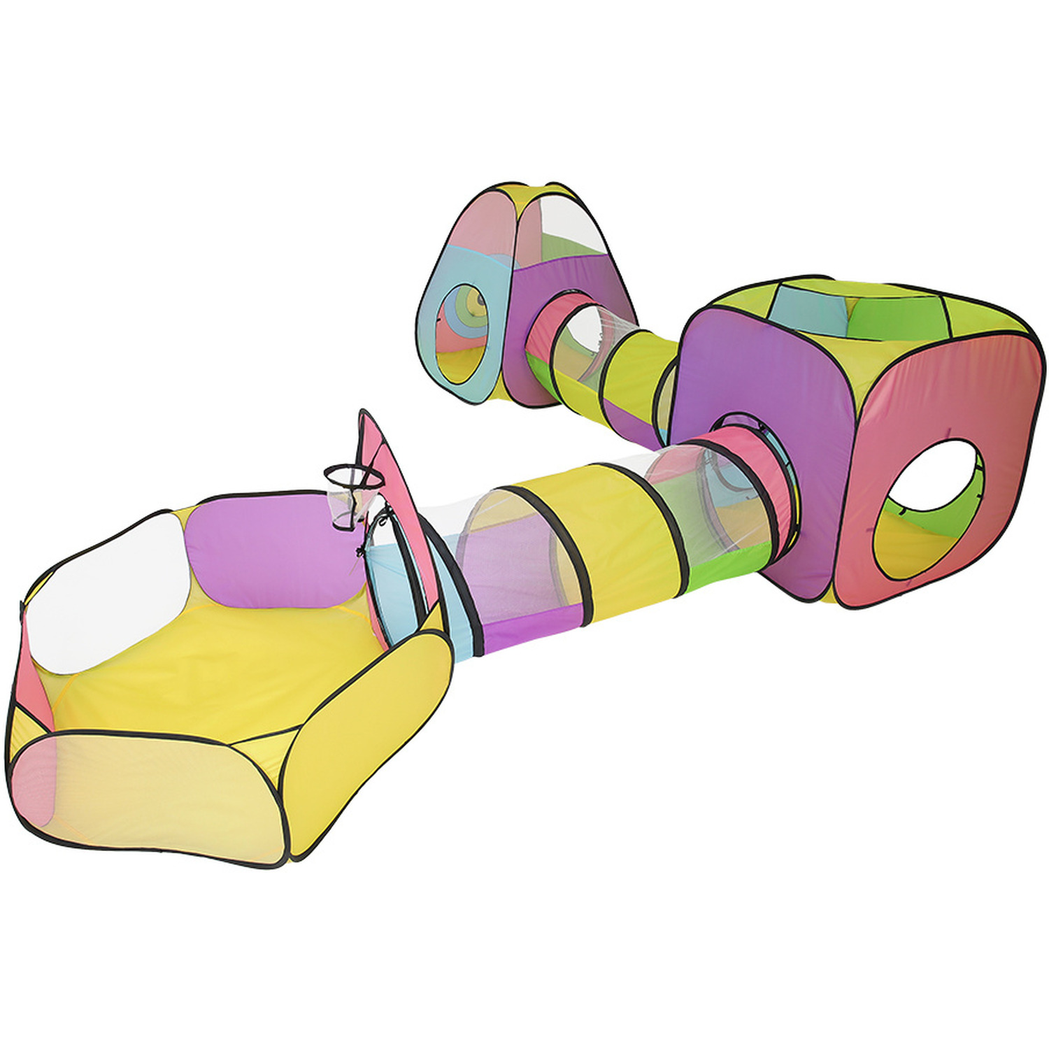 Image of 5 in 1 Kids Play Tent with Ball Pit for Indoor Outdoor - Mulit-Color