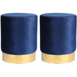 Harbour Housewares Round Velvet Pouffes - 29 x 36cm