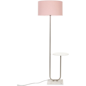 Tavel Silver with Table Floor Lamp Large Pink Shade