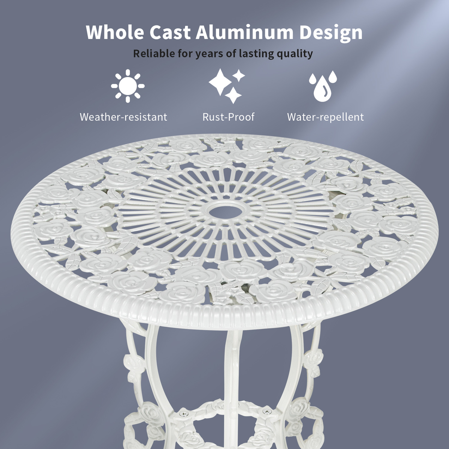 Garden Bistro Dining Table Chair Set - White
