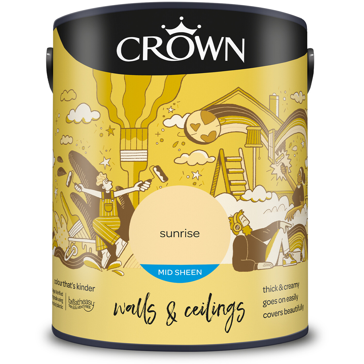 Crown Walls and Ceilings Mid Sheen Emulsion - Sunrise / 5l