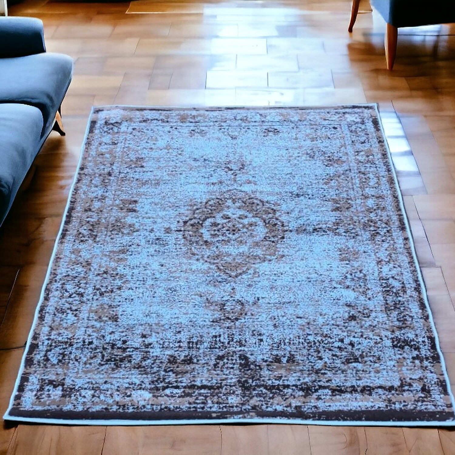 The Rug Wholesaler - Beige Distressed Tradional Living Room Rug - JDV - Neutral / 10kg thumbnail