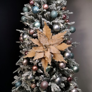 Champagne Gold Velvet Poinsettia Stem Christmas Decoration