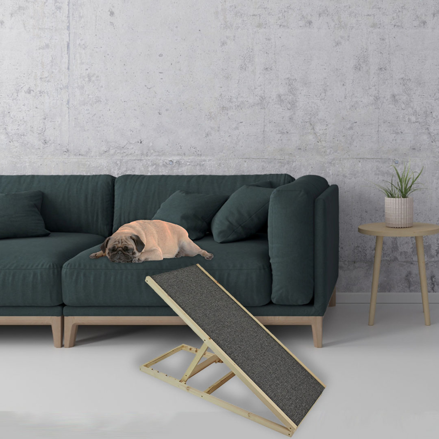 Easipet Wooden Adjustable Dog Ramp with Carpet Surface Small-Large