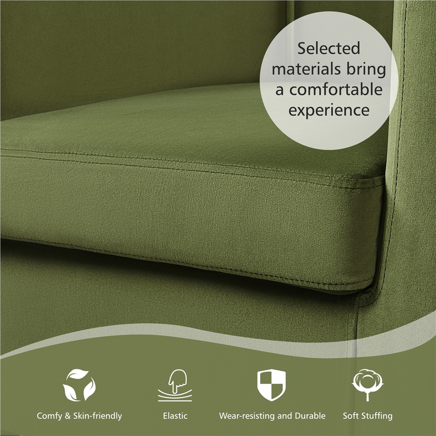 Barrel Shaped Accent Armchair For Living Room Bedroom - Green