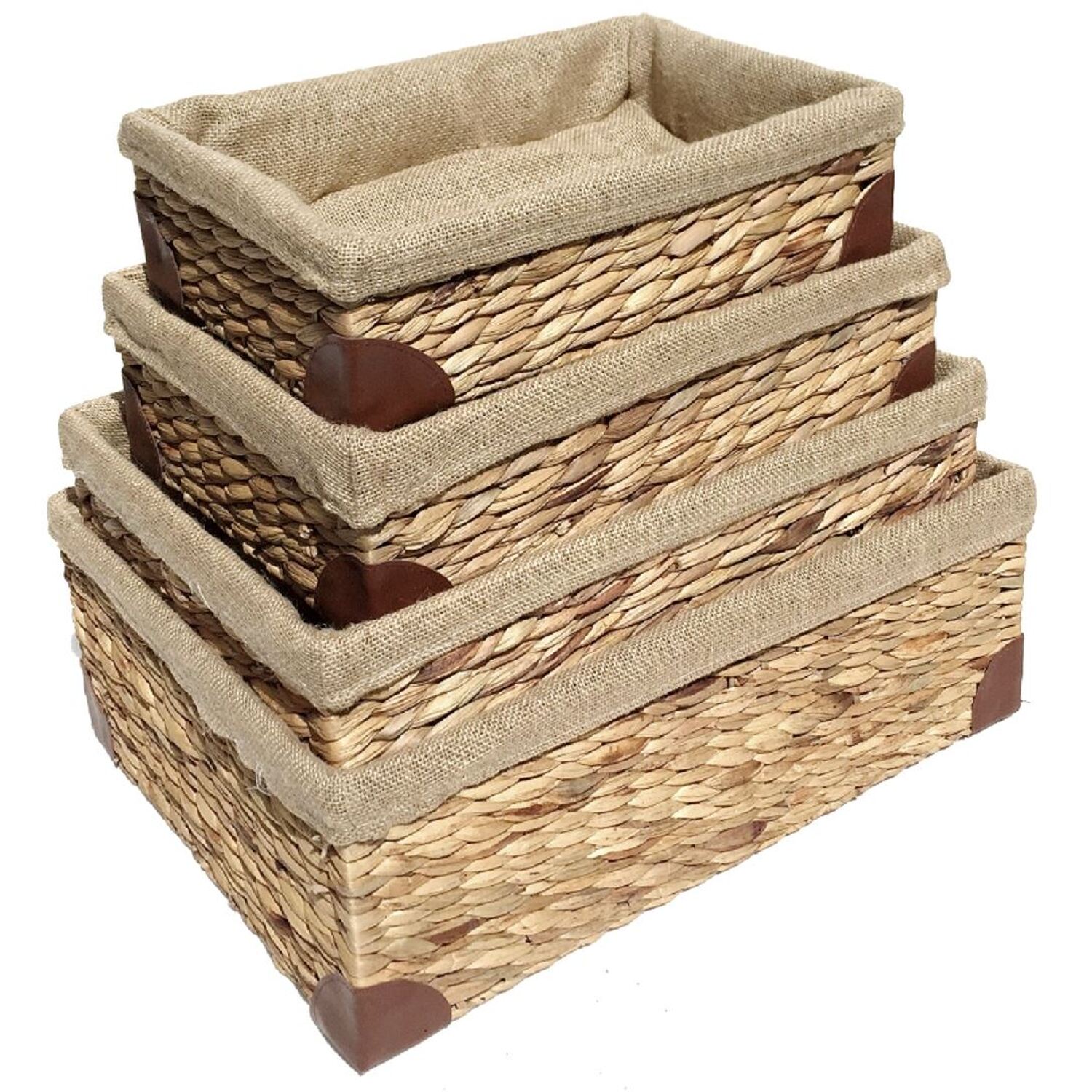 Image of Woven Water Hyacinth Rectangle Storage Basket&hellip;