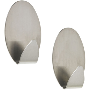 Pack of 2 Metallic Oval Adhesive Hooks