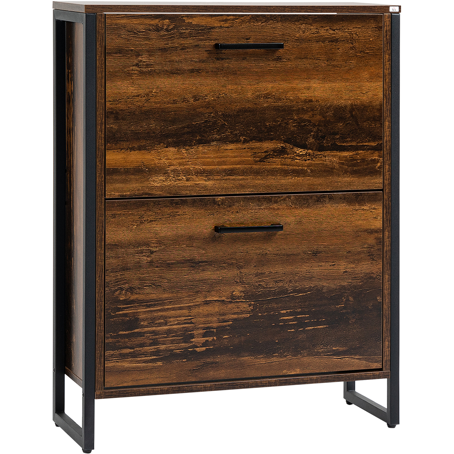 Homcom Narrow Shoe Storage Cabinet - Rustic Brown