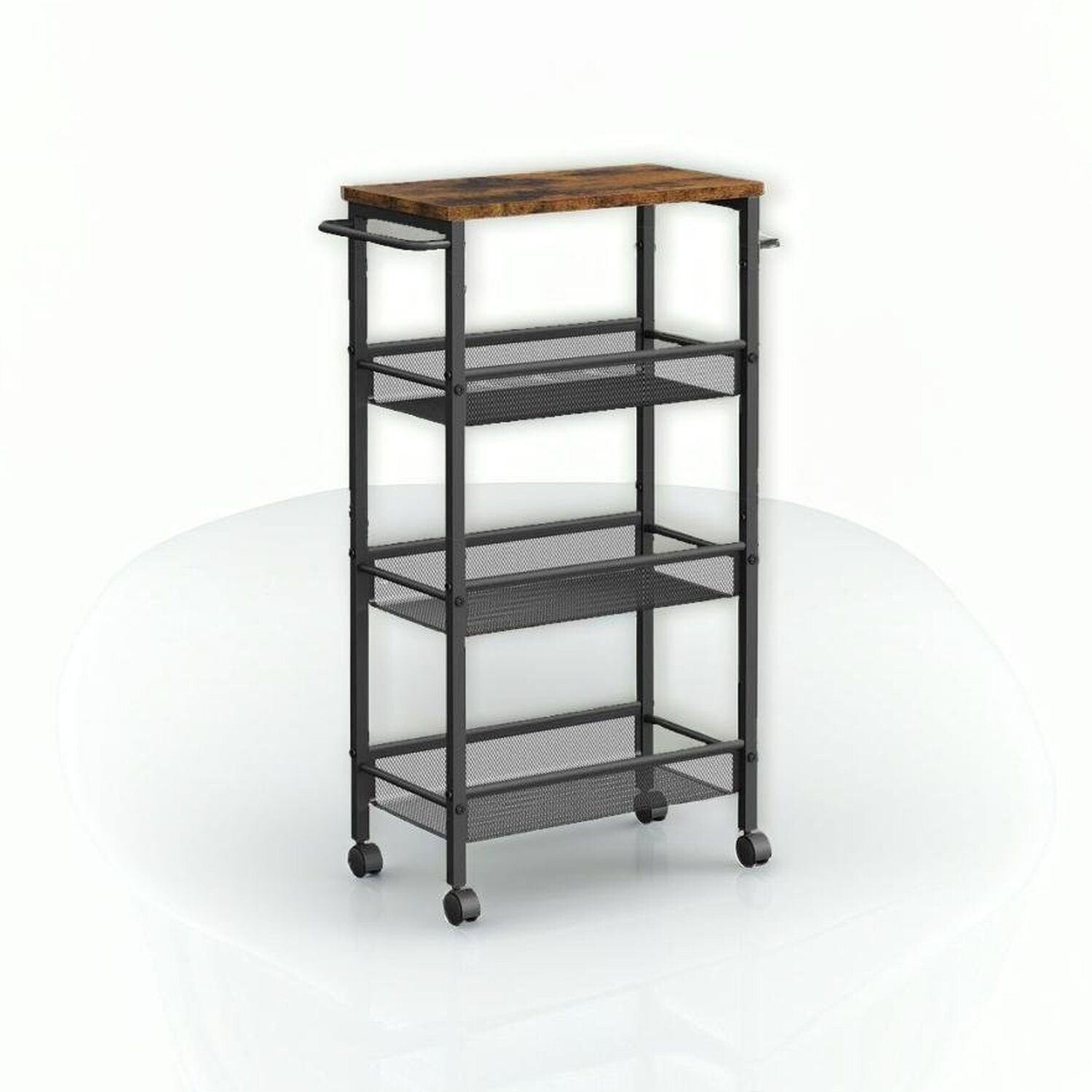 Space-saving Kitchen Cart On Wheels - Brown