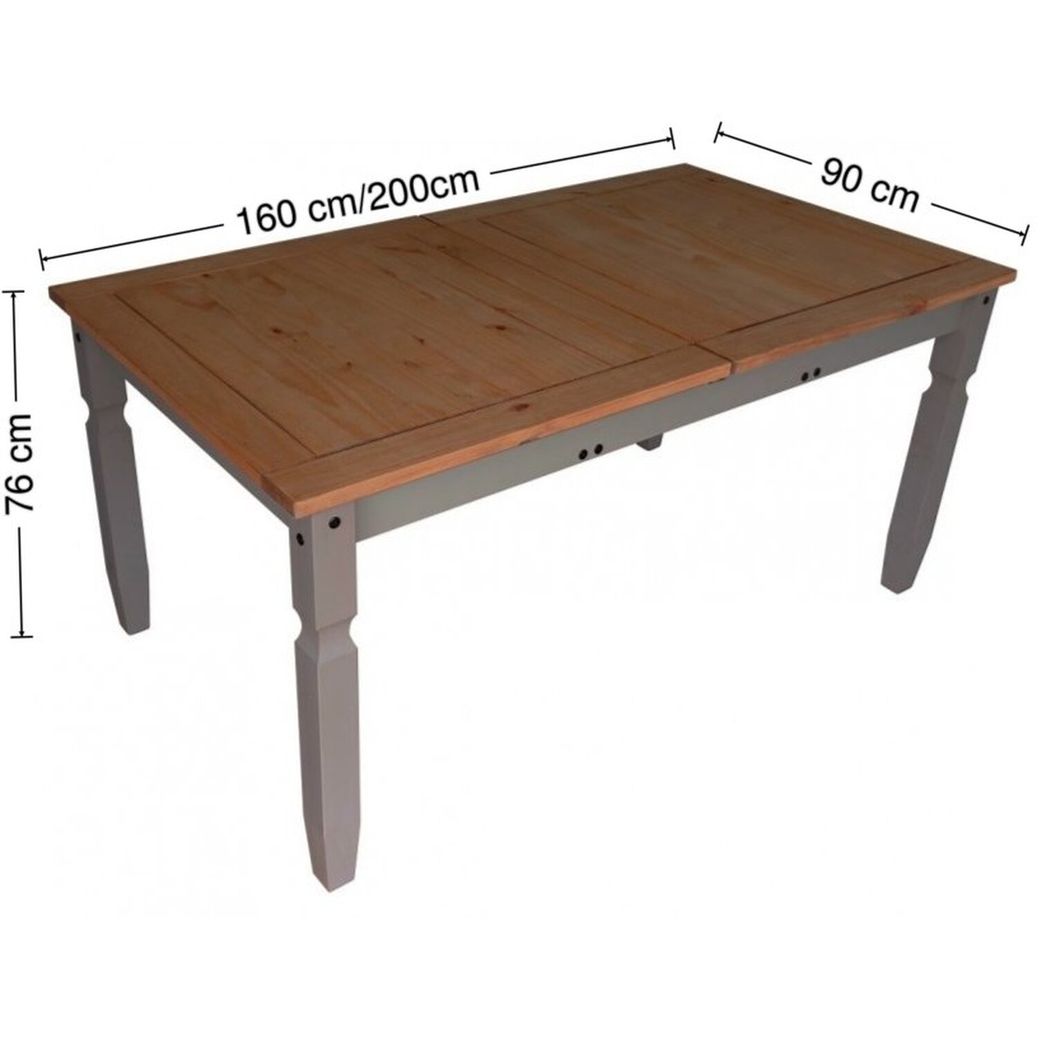 Corona Large Extending Dining Table 6 Chairs Set Solid Wood Mexican Pine Wooden - Distressed Grey Wax