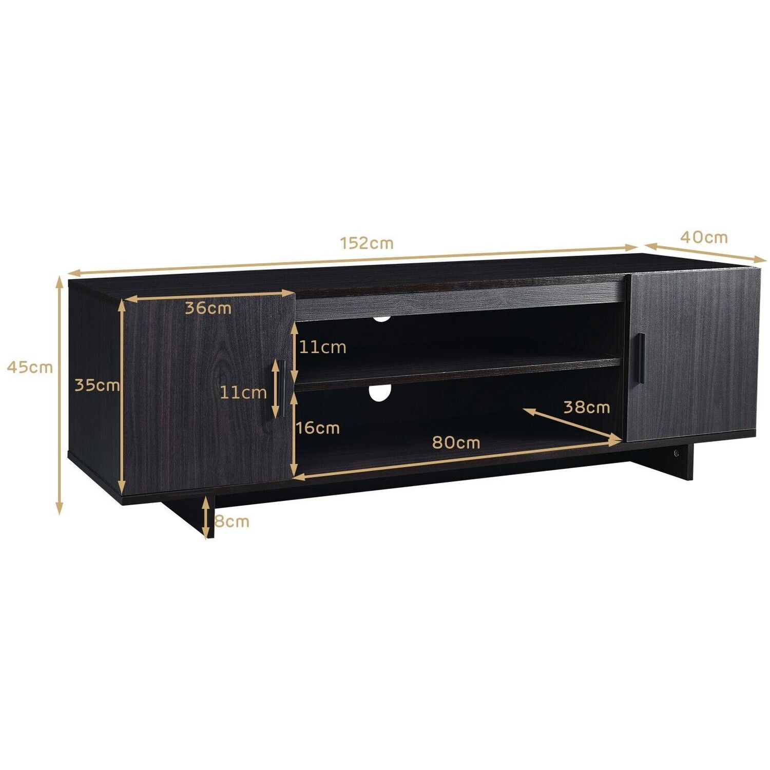 Tv Stand Media Entertainment Centre - Black