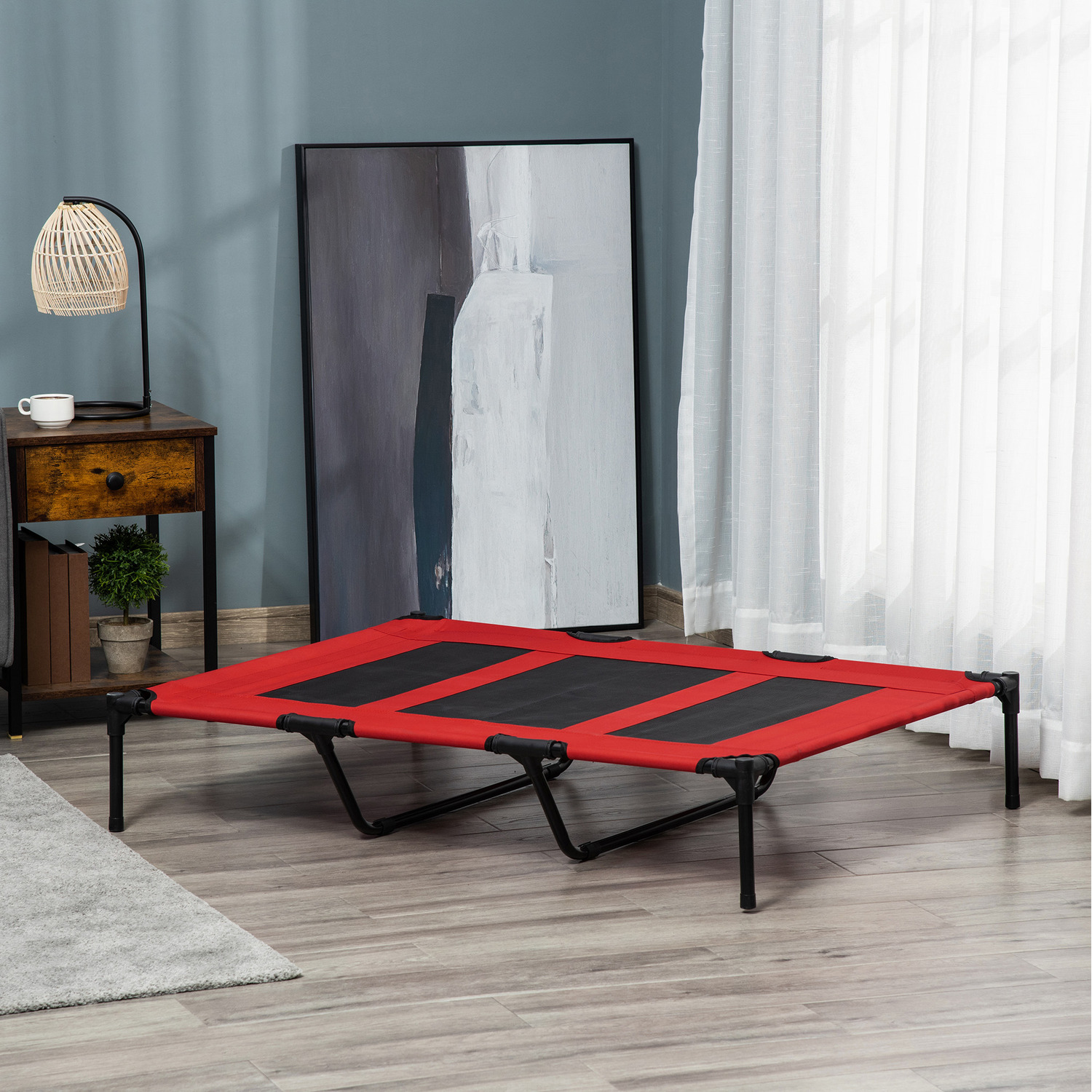 PawHut Portable Raised Cooling Elevated Dog Bed - Red